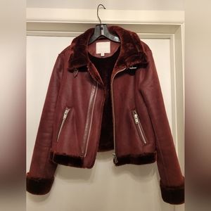 Anthropologie red sherpa jacket